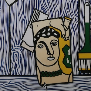 Roy Lichtenstein Vintage Print 1999 | &quot;Trompe L&#39;Oeil with Leger Head and Paintbrush&quot; (1977) | Home Decor | Wall Art | Art Print