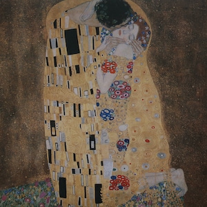 Gustave Klimt Vintage Print 1997 | Pocałunek (1907) | Wystrój wnętrz | Całujący się kochankowie | Sztuka nowoczesna | Dekoracja ścienna | Wydruk sztuki ściennej