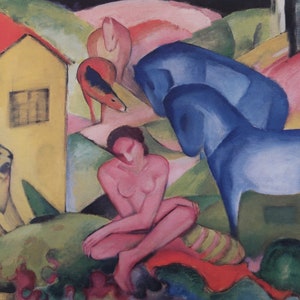 Franz Marc Vintage Print 1984 / &quot;El sueño&quot; (1912) / Decoración del hogar / Arte de la pared / Impresión de arte / Expresionismo / Decoración de la pared