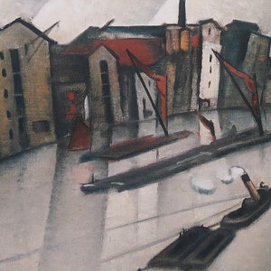 C.R.W. Nevinson Vintage Print 2000 | &quot;Barges on the Thames&quot; (1916) | Home Decor | Wall Art | Art Print | Modern Art | Wall Decor