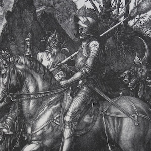 Albrecht Durer Vintage Print 1983 | "Knight, Death and the Devil" (1513) | Art Print | Home Decor | Wall Art | Wall Decor