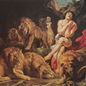 Peter Paul Rubens Vintage Print 1977 | &quot;Daniel in the Lion&#39;s Den&quot; (1615) | Home Decor | Wall Art | Art Print | Wall Decor | Baroque