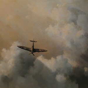 David Shepherd Vintage Print 1989 | The Immortal Hero (1956) | Home Decor | Spitfire Vintage Print | Lone Aircraft | Bomber Command | RAF