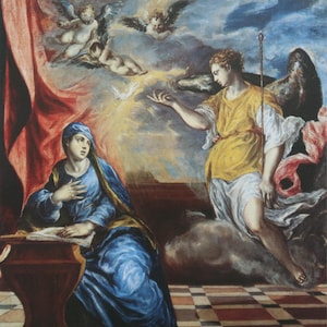 El Greco Vintage Print 1988 | &quot;The Annunciation&quot; (1576) | Home Decor | Wall Art | Art Print | Spanish Renaissance | Wall Decor