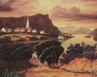 Thomas Chambers Vintage Print 1980 | "The Hudson Valley, Sunset" (Mid 1800s) | Home Decor | Wall Art | Art Print | Wall Decor