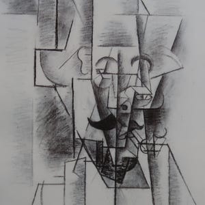 Pablo Picasso Vintage Print 1987 | &quot;Head of a Man with a Pipe&quot; (1912) | Home Decor | Wall Art | Art Print | Cubism | Wall Decor
