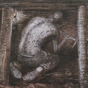 Small Henry Moore Vintage Print 1986 | &quot;At the Coalface&quot; (1942) | Home Decor | Wall Art | Art Print | Modern Art | Wall Decor