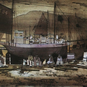 Graham Clarke Vintage Print 1986 | &quot;Industry&quot; (1974) | Home Decor | Wall Art | Art Print | Fishing Boats | Wall Decor