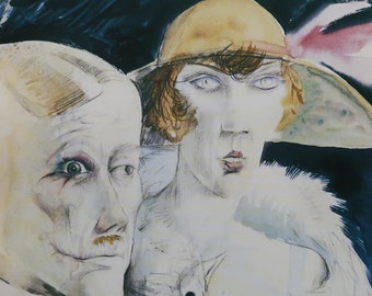 Otto Dix Vintage Print 1986 | "Cafe Couple" (1921) | Home Decor | Wall Art | Art Print | Expressionism | Wall Decor