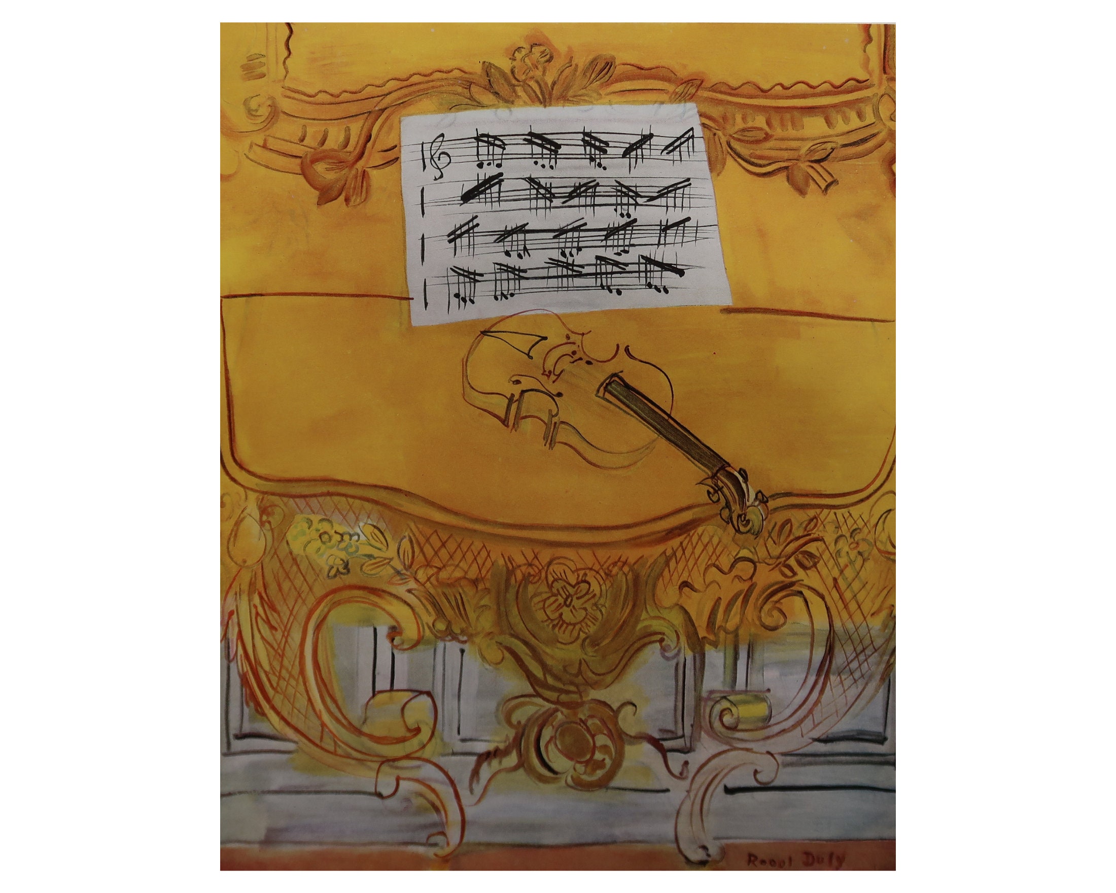 ◆ラウル・デュフィ◆黄色いコンソール ラウル・デュフィ ヴィンテージ プリント 1958 | 「バイオリンのある