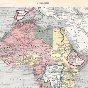 1922 Original Antiker Druck | Karte von Afrika | | LAROUSSE UNIVERSEL | Enzyklopädisches Wörterbuch | 100 Jahre alte Landkarte von Afrika