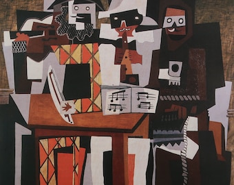 Pablo Picasso Vintage Print 1986 | "Three Musicians" (1921) | Home Decor | Wall Art | Art Print | Cubism | Wall Decor