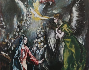 El Greco "Annunciation" Print: Spanish Renaissance Wall Art (1988 Vintage Book Page)