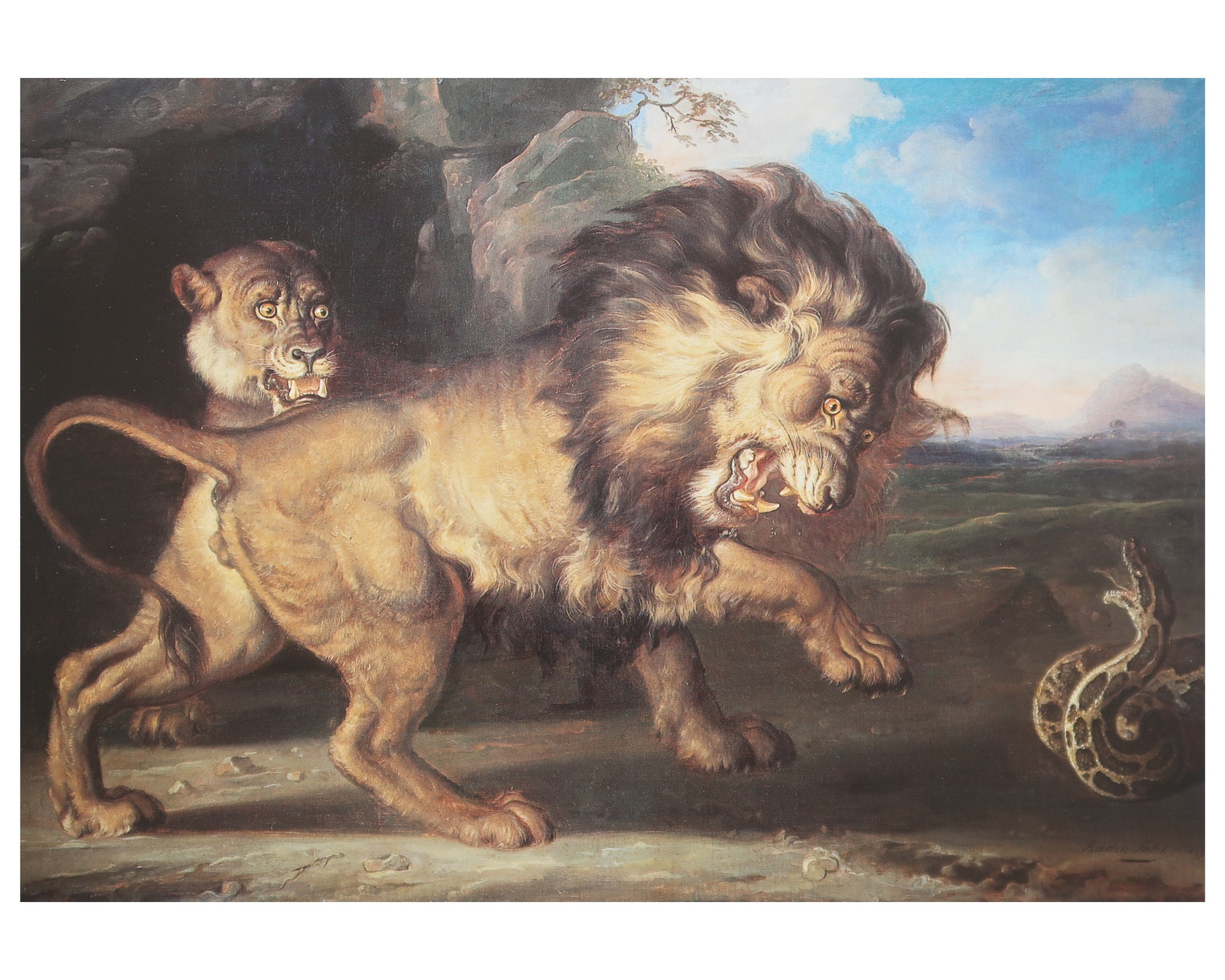 古代エジプト　壁画　ライオン図　R94-2 古代エジプト 壁画 ライオン図 R94-2 古代エジプト 壁画 ライオン図