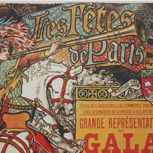 Eugene Grasset Vintage Print 1978 | &quot;Les Fetes de Paris&quot; (1885) | Home Decor | Art Nouveau | Wall Art | Wall Decor
