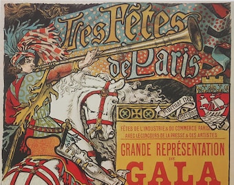 Eugene Grasset Vintage Print 1978 / "Les Fetes de Paris" (1885) / Decoración del hogar / Art Nouveau / Arte de pared / Decoración de pared
