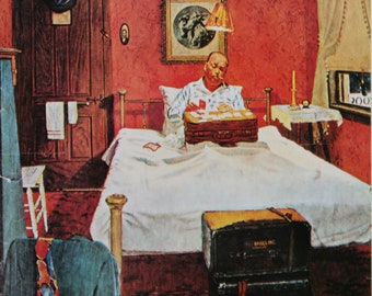 Small Norman Rockwell Vintage Print 1976 | "Solitaire" (1950) | Home Decor | Wall Art | Art Print | Wall Decor