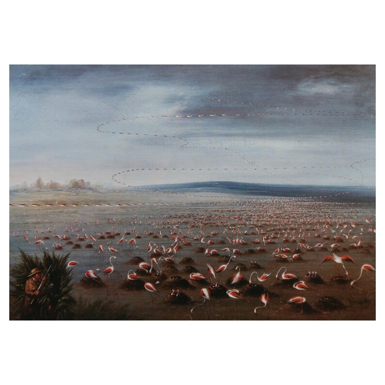 George Catlin Vintage Print 1994 ambush for Flamingoes 1857 Home Decor ...