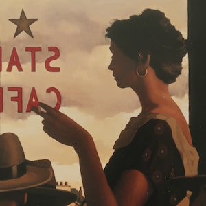 Jack Vettriano Vintage Print 2000 | &quot;The Star Cafe&quot; | Home Decor | Art Print | Woman in a Cafe | Wall Art | Contemporary Art | Wall Decor