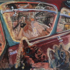 Timothy Hyman Vintage Print 1996 | &quot;Night Bus&quot; (1981-5) | Home Decor | Wall Art | Art Print | Contemporary Art | Wall Decor