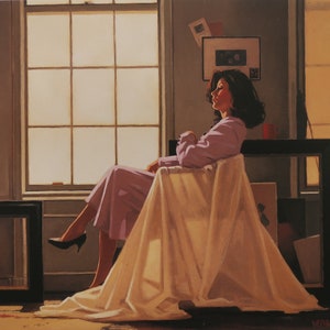 Jack Vettriano Vintage Print 2002 | &quot;Winter Light and Lavender&quot; | Home Decor | Wall Art | Art Print | Contemporary Art | Wall Decor