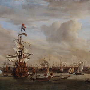 Willem van de Velde Vintage Print 1995 | &quot;The IJ at Amsterdam&quot; (1686) | Art Print | Home Decor | Marine Art | Wall Art | Wall Decor