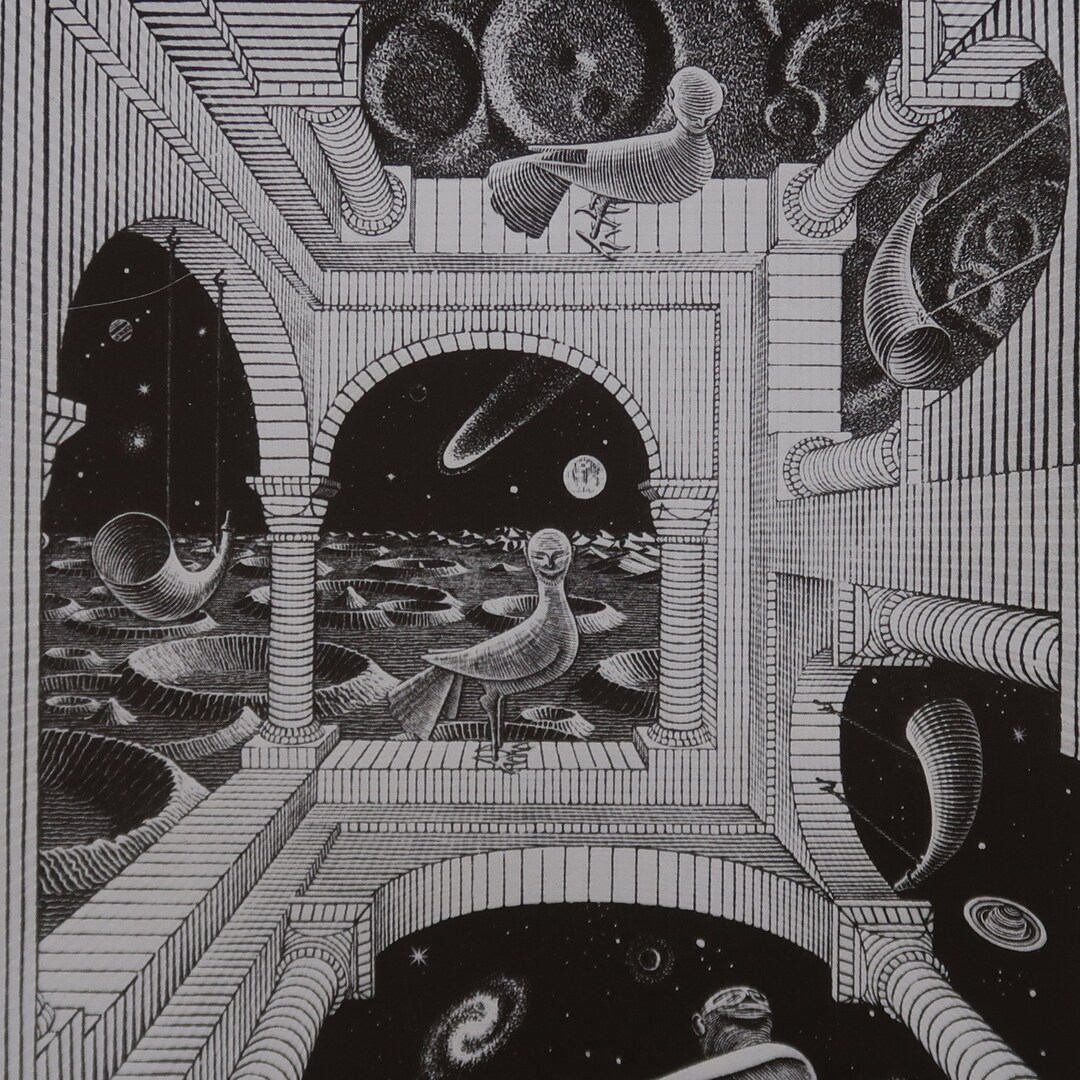 MC Escher Vintage Print 1971 | "other World" (1947) | Home Decor | Wall Art | Art Print | Modern ...