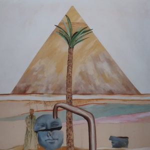 David Hockney Vintage Print 1986 | &quot;Great Pyramid at Giza...&quot; (1963) | Home Decor | Wall Art | Art Print | Pop Art | Wall Decor