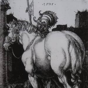 Lámina vintage de Alberto Durero, 2002: "El gran caballo" (1505) / Decoración del hogar / Arte mural / Lámina artística / Decoración de pared