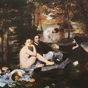 Edouard Manet Vintage Print 1976 | &quot;Luncheon on the Grass&quot; (1863) | Home Decor | Wall Art | Art Print | Impressionism | Wall Decor