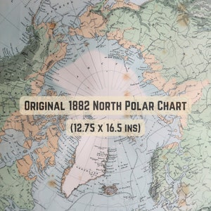 Original 1882 'North Polar Chart' von Keith Johnston | Handlicher königlicher Atlas | Große Antike Landkarte | Landkarte | Über 140 Jahre alt