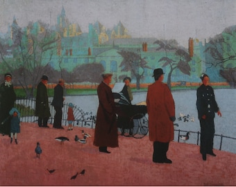 Malcolm Drummond Vintage Print 1986 | "In the Park (St. James's Park)" (1912) | Home Decor | Park Scene | The Modern Movement | British Art