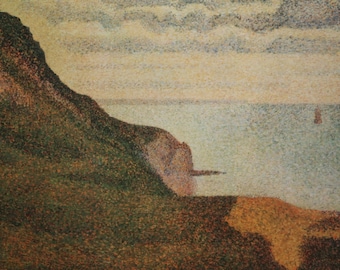 Georges Seurat Vintage Print 1977 | "Seascape at Port-En-Bessin, Normandy" (1888) | Home Decor | Wall Art | Art Print | Pointillism