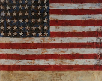 Jasper Johns Vintage Print 1999 | &quot;Flag above White with Collage&quot; (1955) | Home Decor | Wall Art | Art Print | Pop Art | Wall Decor