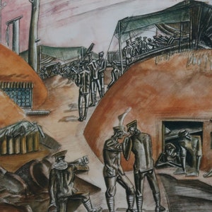 Percy Wyndham Lewis Vintage Print 1986 | &quot;Battery Position in a Wood&quot; (1918) | Home Decor | Wall Art | Art Print | Wall Decor