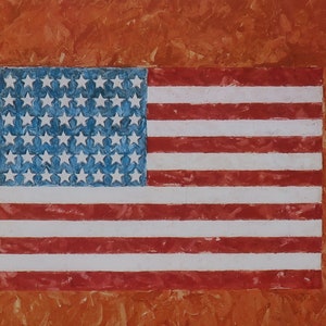 Jasper Johns Vintage Print 1995 | &quot;Flag on Orange Field&quot; (1957) | Art Print | Home Decor | Pop Art | Wall Art | US Flag