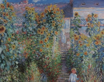J: Schynoet 庭園の絵画 プリント ヴィンテージ ヴィンテージ・モネの版画：ヴェトゥイユの画家の庭、印象派の壁画