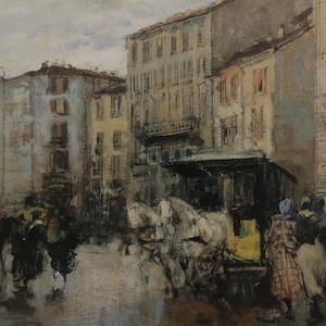 Mose Bianchi Vintage Print 1989 | &quot;A Street Scene&quot; | Home Decor | Wall Art | Impressionism | Wall Decor | Street Scene, Milan