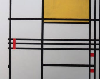Piet Mondrian Vintage Print 1988 | „Obraz nr 9” (1939-42) | Wystrój wnętrz | Sztuka ścienna | Wydruk artystyczny | Kubizm | Wystrój ścienny