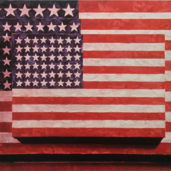 Impression vintage de Jasper Johns 1994 | « Trois drapeaux » (1958) | Décoration d'intérieur | Art mural | Impression artistique | Pop-art | Décoration murale