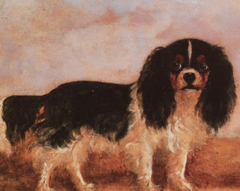 Unknown Artist Vintage Print 1992 | "Tricolour King Charles Spaniel" (1840) | Home Decor | Wall Art | Dog Print | Wall Decor