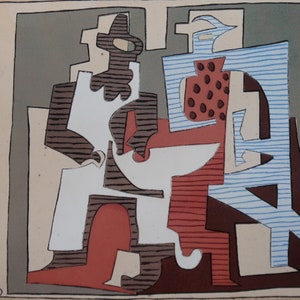 Pablo Picasso Vintage Print 2004 | &quot;Pierrot et Arlequin&quot; (1920) | Home Decor | Wall Art | Art Print | Cubism | Wall Decor