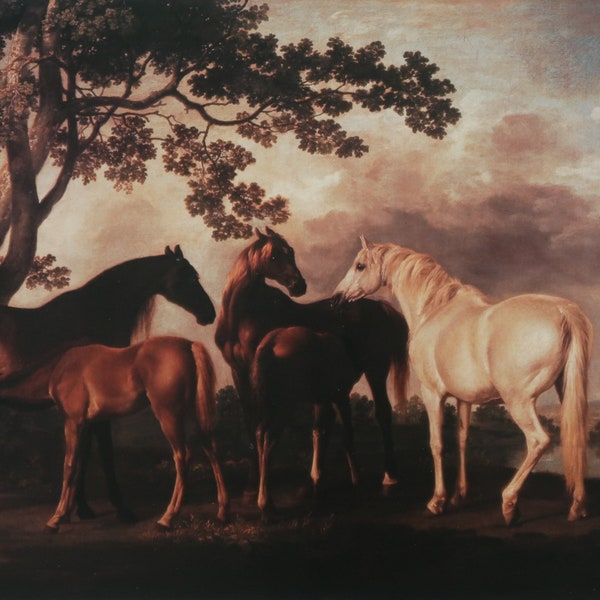 George Stubbs Vintage Print 1994 | "Mares and Foals in a Landscape" (1763-8) | Home Decor | Wall Art | Art Print | Romanticism | Wall Decor