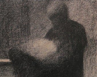 Georges Seurat Vintage Print 1987 | "Man, Sitting, Reading, On a Terrace" (1884) | Art Print | Home Decor | Wall Decor | Wall Art