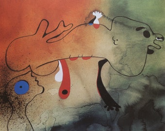 Joan Miro Vintage Print 2000 | "The Lovers" (1935) | Home Decor | Wall Art | Art Print | Surrealism | Wall Decor