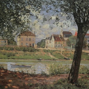 Alfred Sisley Vintage Print 1986 | &quot;Village on the Seine, Villeneuve-la-Garenne&quot; (1872) | Home Decor | Wall Art | Art Print | Impressionism