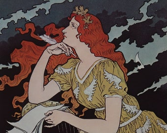Eugene Grasset Vintage Print 1978 / "Encre L. Marquet" (1892) / Decoración del hogar / Arte de la pared / Decoración de la pared / Art Nouveau