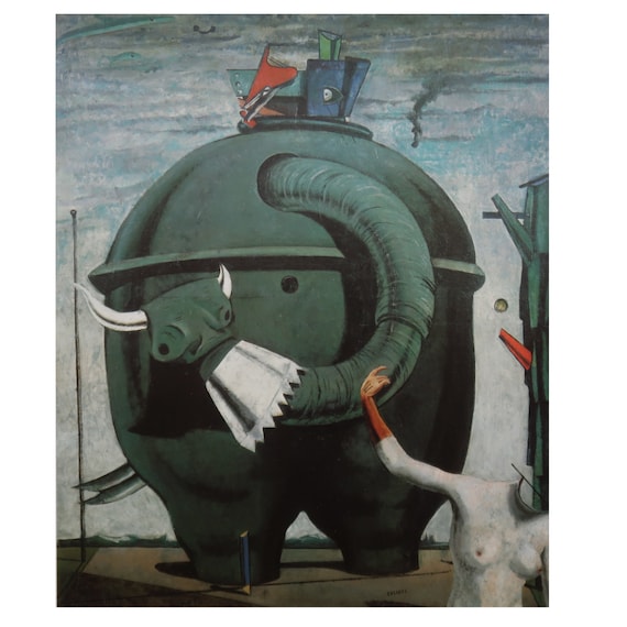 Vintage 1960s Max Ernst “Celebes” Surrealist Swiss Art Print Vintage 1960s Max Ernst “Celebes” Surrealist Swiss Art Print
