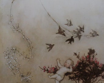 Arthur Rackham Vintage Druck 2004 | "Die Vögel..." (1906) | Wohnkultur | Wandkunst | Kunstdruck | Feen | Illustration | Wanddekoration