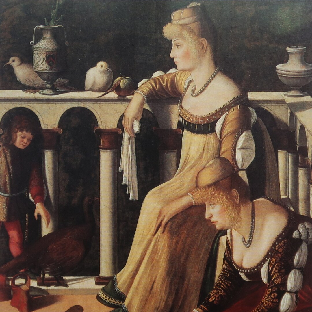 Vittore Carpaccio Vintage Print 1994 two Venetian Ladies... 1495-1500 ...